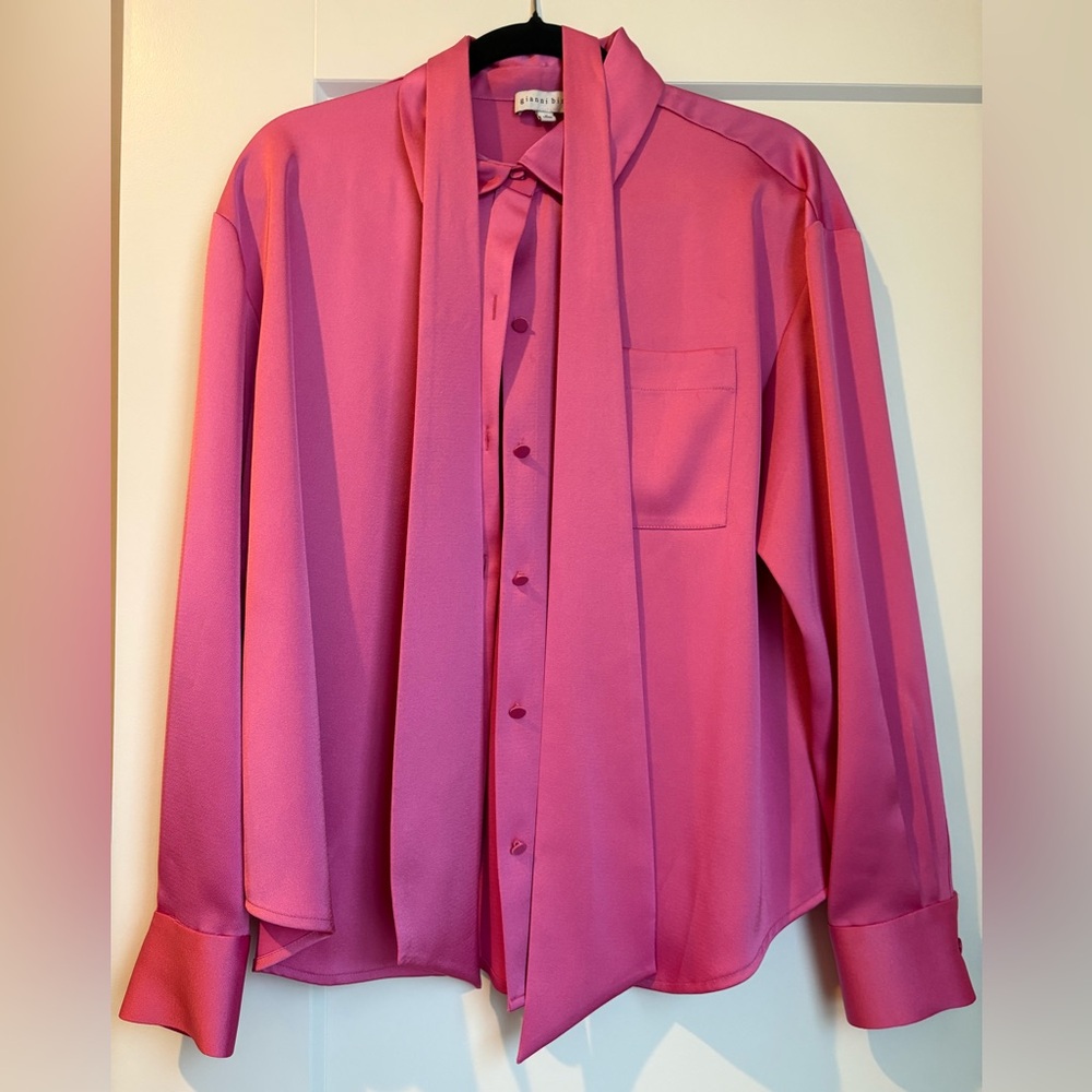Elegant Pink Satin Shirt